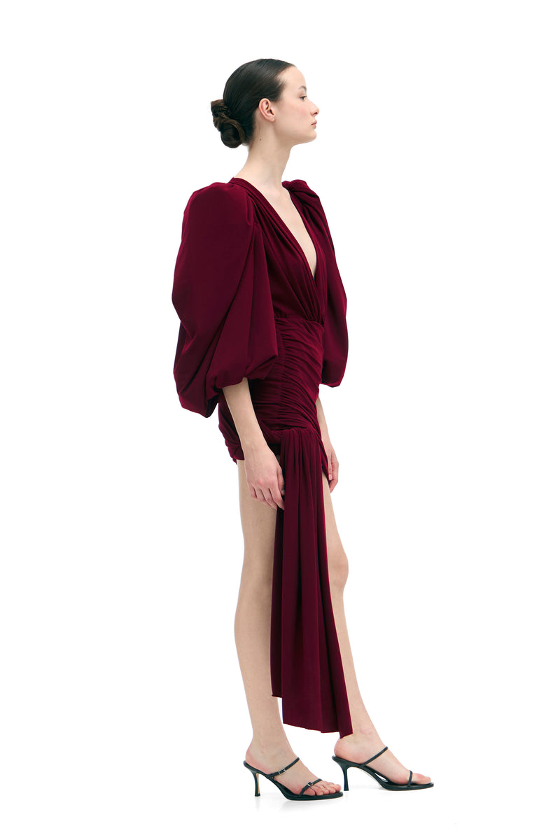 VESTIDO REGINA — BURGUNDY - Natalia Però