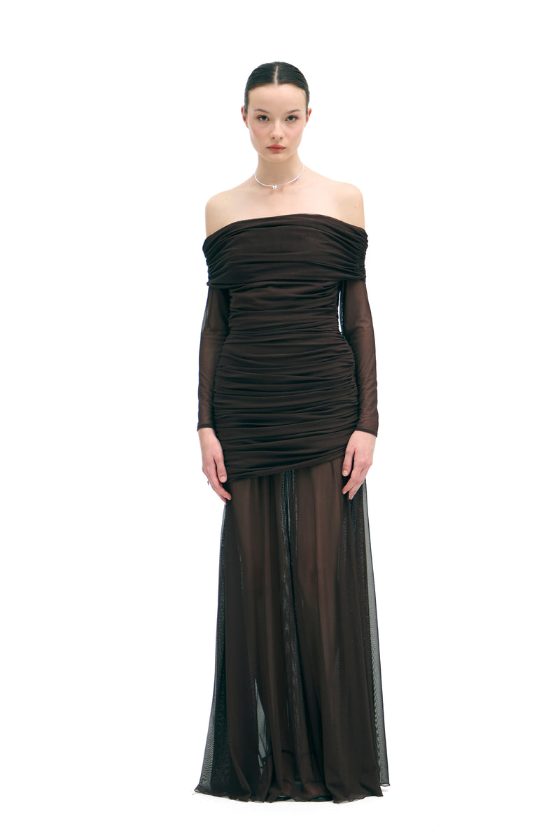 BRIANNA CONVERTIBLE DRESS — CHOCOLATE