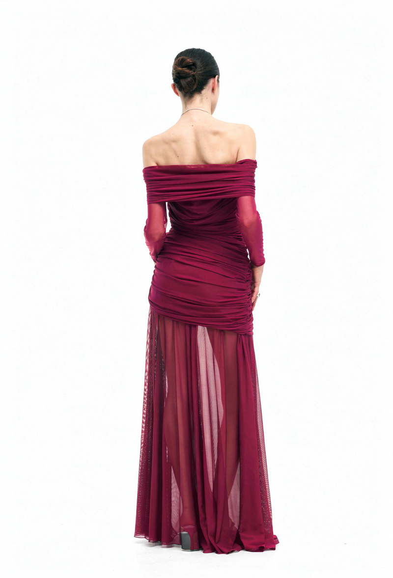 BRIANNA CONVERTIBLE DRESS — BURGUNDY